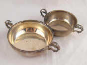 Appraisal: Two silver two handled dishes one Sheffield cm across one