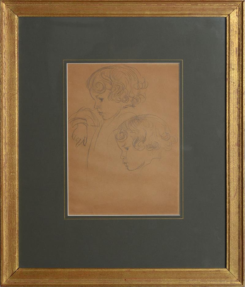 Appraisal: AUGUSTUS EDWIN JOHN - TWO HEADS OF A CHILD Pencil