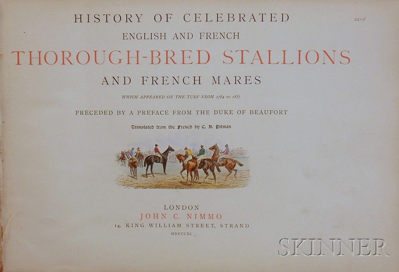 Appraisal: Equestrian Horse Racing Touchstone Geoffrey Pseudonym History of Celebrated English