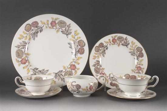 Appraisal: Wedgwood transfer decorated china -piece partial dinner service in the