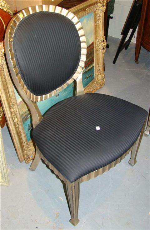 Appraisal: PAIR OF MODERN SILVERED SIDE CHAIRS the carved silvered backs