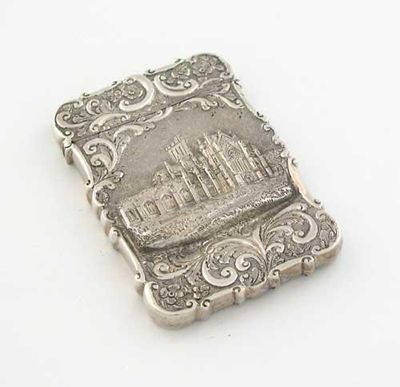 Appraisal: A Victorian embossed 'castletop' card case with a view of