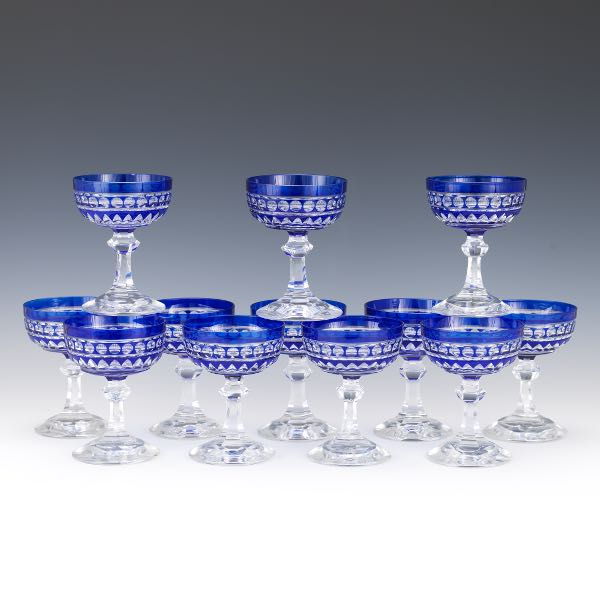 Appraisal: VAL ST LAMBERT CHAMPAGNE COUPES SET OF x Cobalt blue