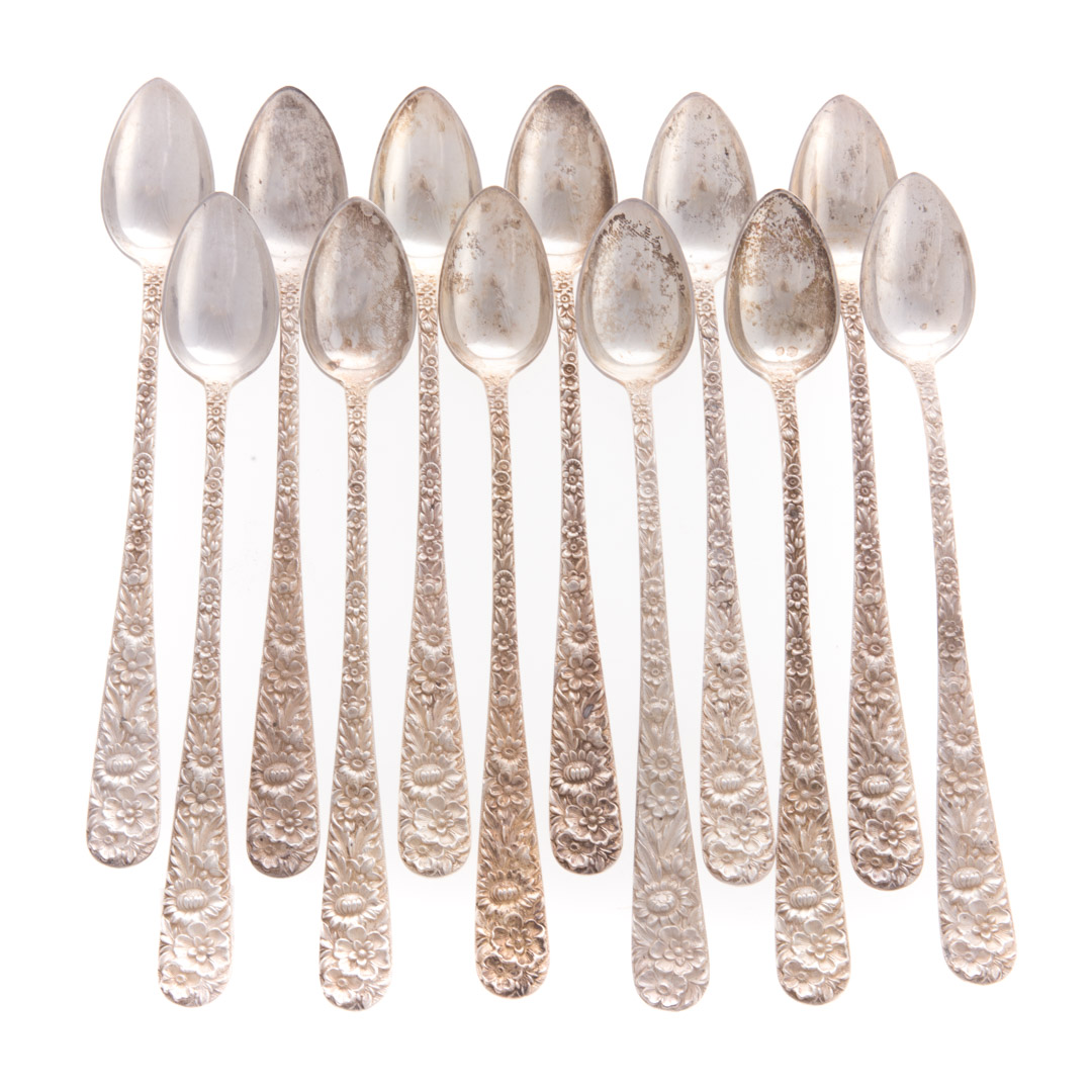 Appraisal: Set of Kirk Repousse sterling iced tea spoons set of