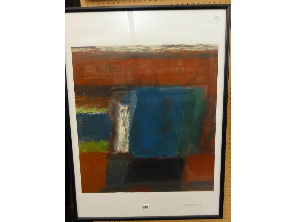 Appraisal: An oil painting on paper in the abstract manner in