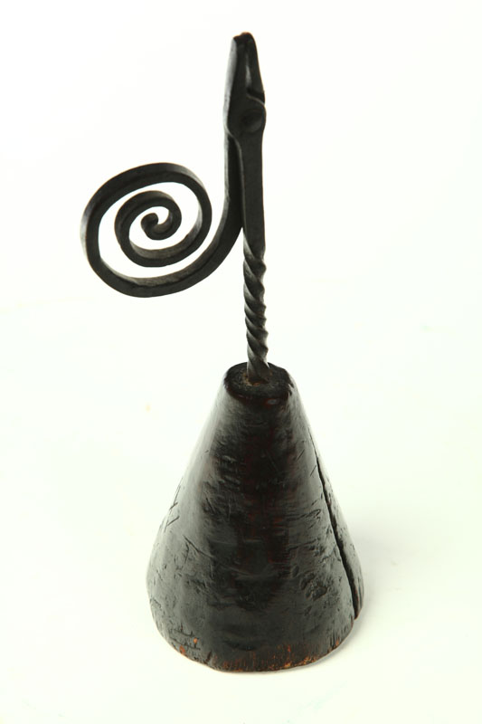 Appraisal: RUSH LIGHT HOLDER American st half- th century wrought iron