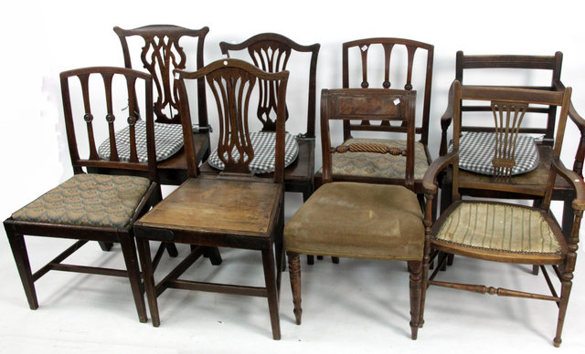 Appraisal: Two th Century mahogany dining chairs a mahogany armchair three