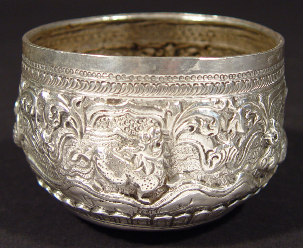 Appraisal: Middle Eastern silver metal bowl embossed with a continuous band