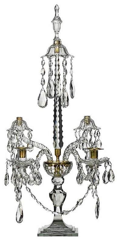 Appraisal: Regency Style Cut Glass Candelabra probably British th century four