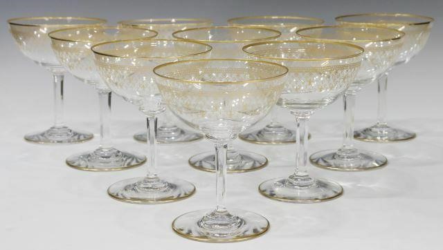 Appraisal: lot of French Baccarat crystal champagne coupes tall sherbets colorless