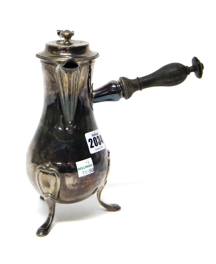 Appraisal: A French silver chocolate pot of plain baluster form raised