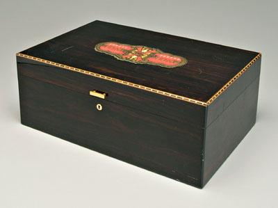 Appraisal: French humidor rosewood or faux painted rosewood top marked Opus