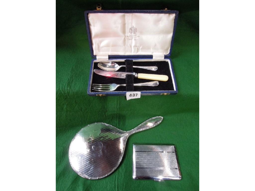 Appraisal: A boxed set of knife fork and spoon by Mappin