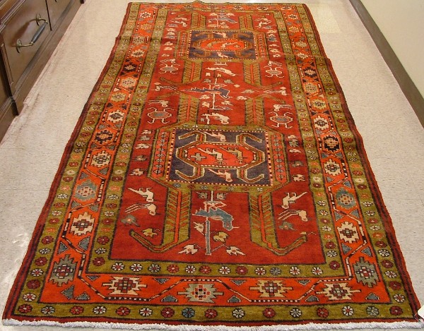 Appraisal: PERSIAN ARDEBIL CARPET hand knotted in a double geometric medallion