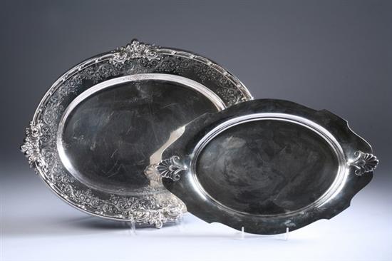 Appraisal: TWO STERLING SILVER OVAL SERVING TRAYS early th century One