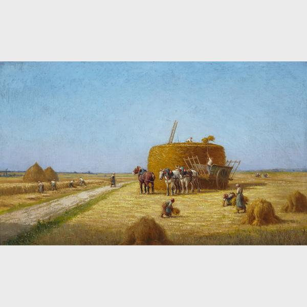 Appraisal: Charles H Clair - HARVEST TIME French Oil on canvas