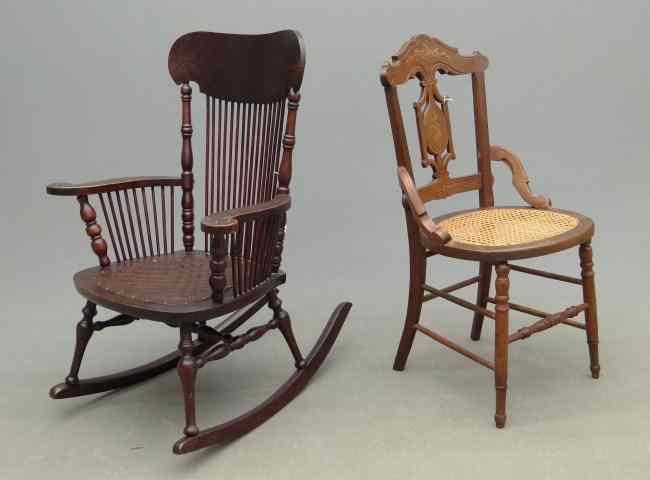 Appraisal: Lot including Victorian pressed seat rocker along with Victorian cane