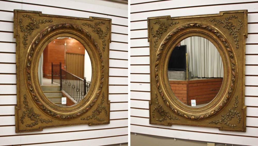 Appraisal: PAIR OF LOUIS XV STYLE GILTWOOD-FRAMED WALL MIRRORS Continental late