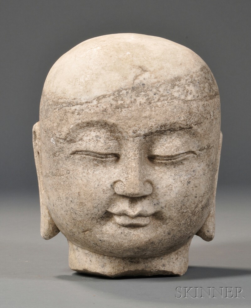 Appraisal: Carved Stone Buddha Head ht in