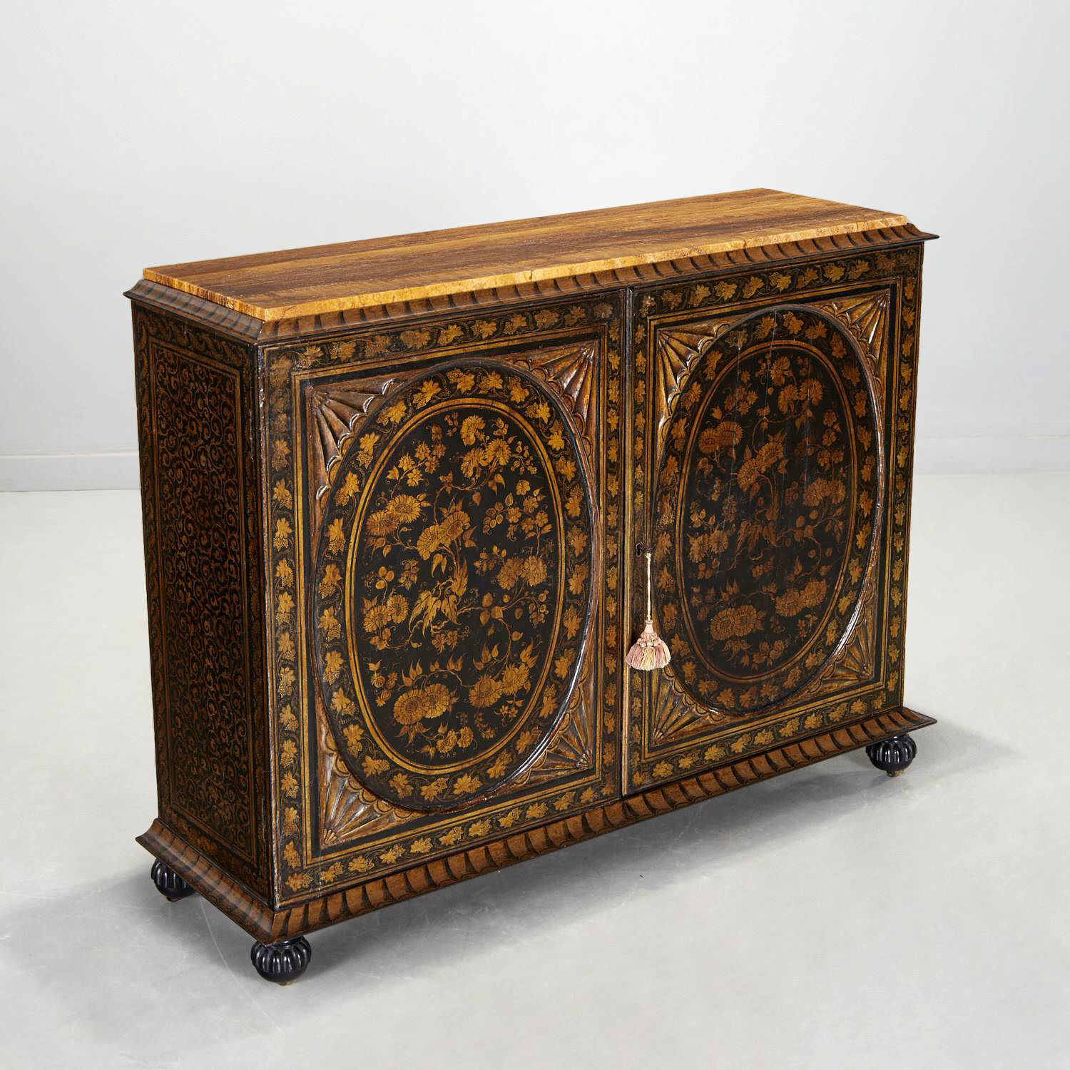 Appraisal: CHINESE EXPORT BLACK AND GILT LACQUER CABINET th c and