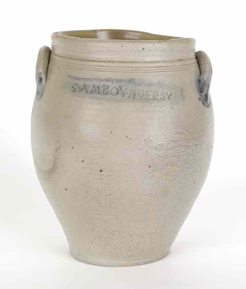 Appraisal: South Amboy New Jersey stoneware crock early th c with