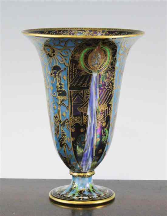 Appraisal: A Wedgwood Fairyland lustre Candlemas pattern bell shaped pedestal vase