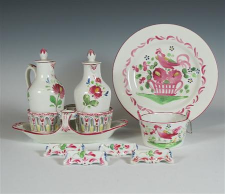 Appraisal: A group of Luneville wares decorated in pink and green