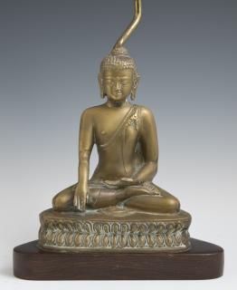 Appraisal: Oriental Gilt Bronze Seated Buddha Figure early Oriental Gilt Bronze