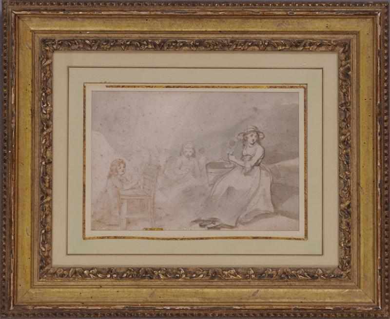 Appraisal: GEORGE MORLAND - FAMILY GROUP Ink and pencil on paper