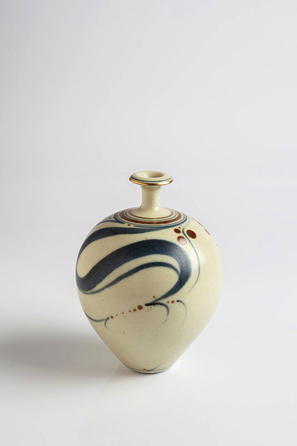 Appraisal: Derek Clarkson British b Vase decorated with blue brushwork motifsimpressed