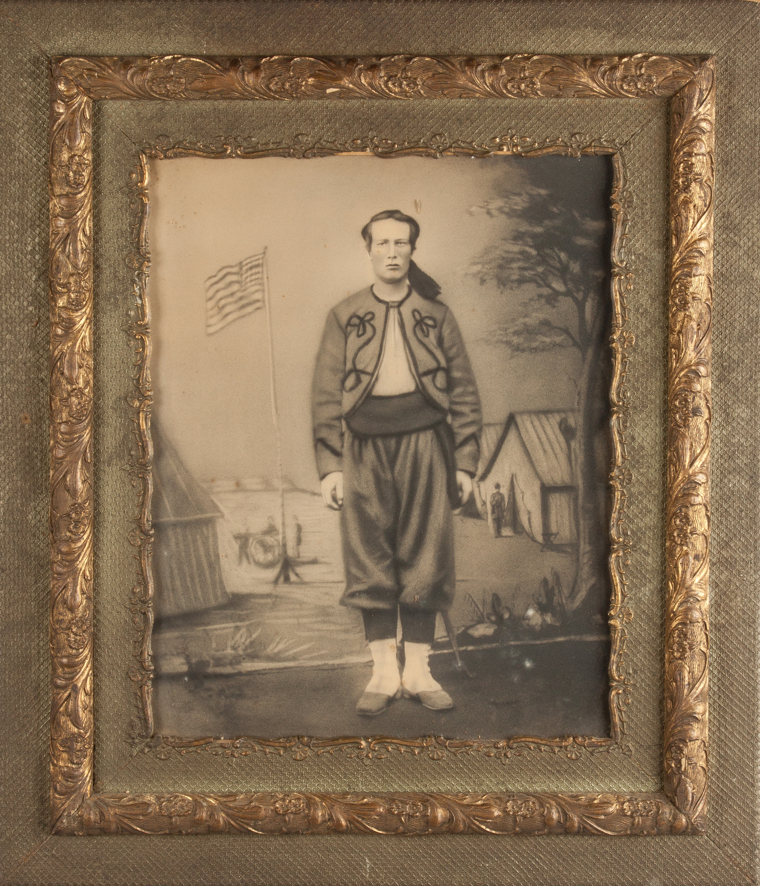 Appraisal: Studio Portrait of a Soldier in Zouave Uniform History of