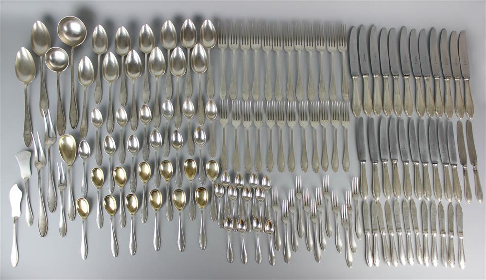 Appraisal: AUSTRIAN SILVER FLATWARE SERVICE each impressed with standard and unidentified