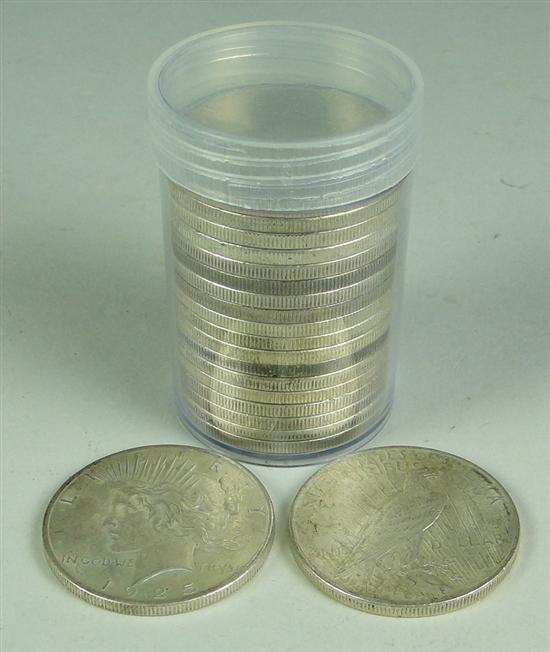 Appraisal: Roll of Peace Silver Dollars Dates range - grades range