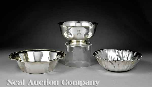 Appraisal: Three American Sterling Silver Bowls th c one Revere bowl