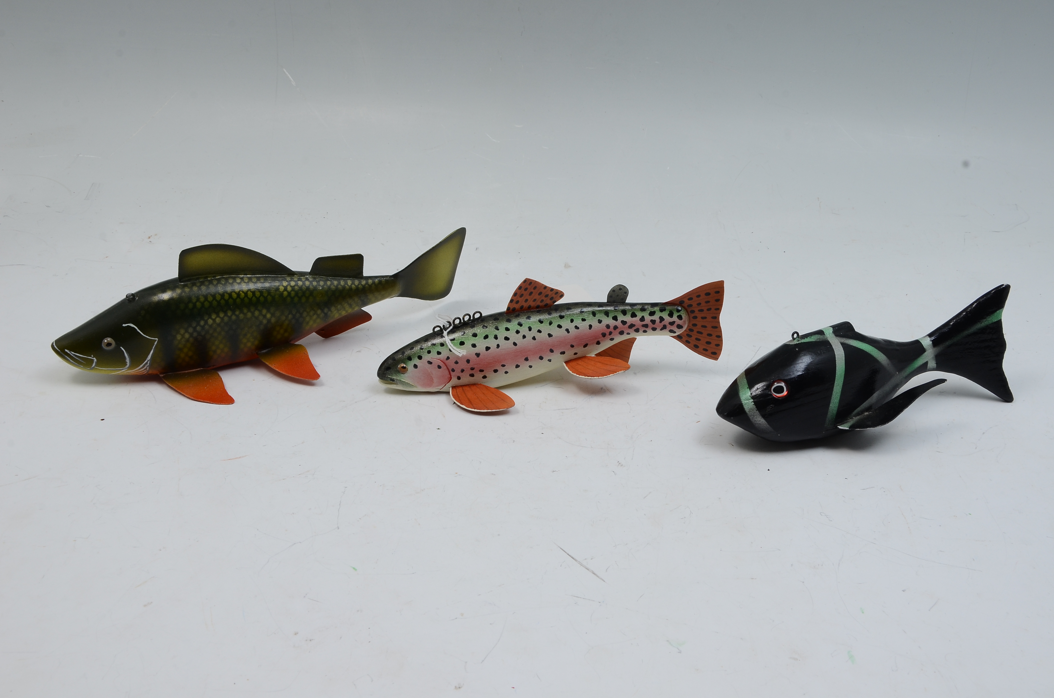 Appraisal: THREE PIECE FISH DECOY LOT Perch by Eric Wayne Wallace