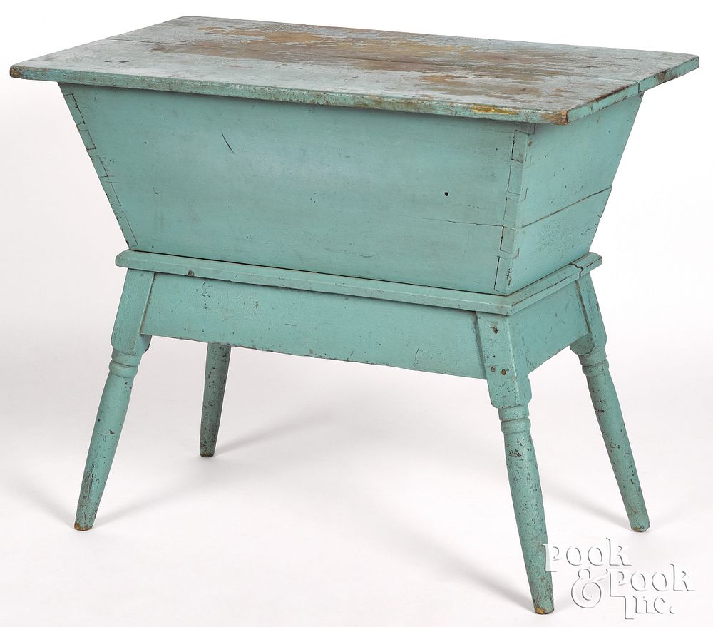 Appraisal: Painted poplar doughbox table th c Painted poplar doughbox table