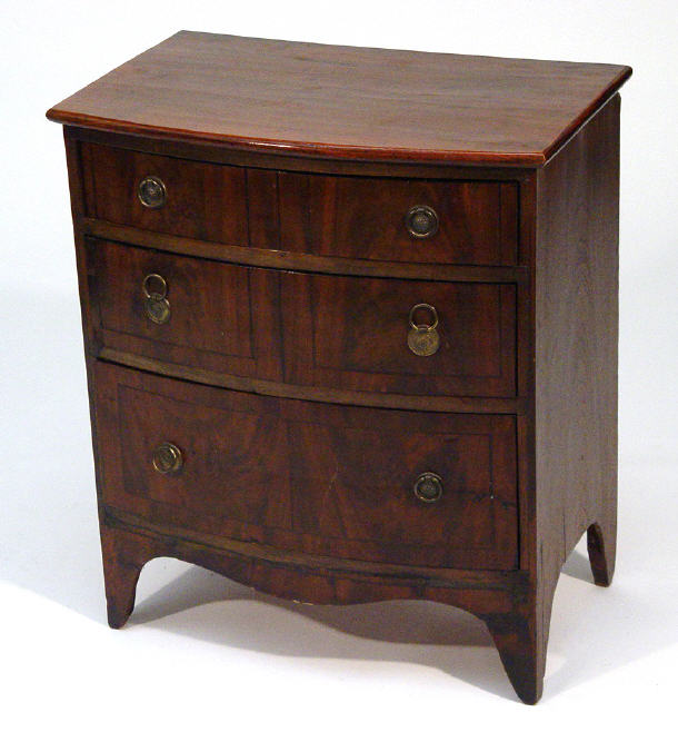 Appraisal: Small th Century mahogany bow fronted chest of fitted three