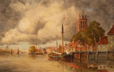 Appraisal: Hermanus II Koekkoek - A Stormy Sky Over Dordrecht signed