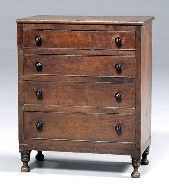 Appraisal: Southern Federal miniature chest walnut with yellow pine poplar and