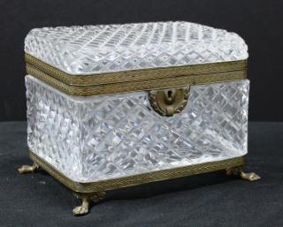 Appraisal: Large Bohemian Lead Cut Crystal Ormolu Rectangular in form the