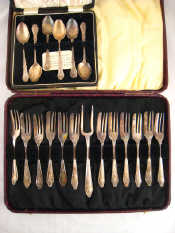 Appraisal: Silver A cased set of twelve pastry forks and one