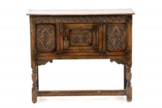 Appraisal: English Jacobean Style Carved Oak Altar Cabinet English mid to