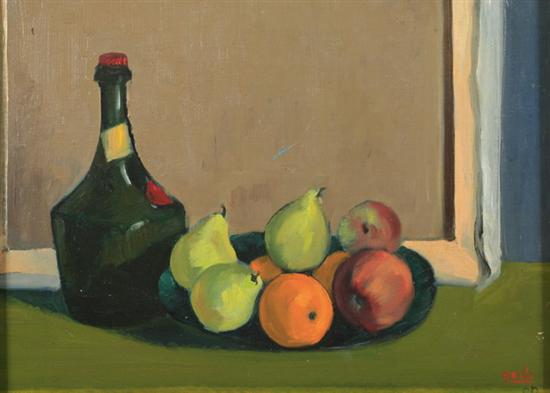 Appraisal: CLAUDIO GERBI Italian American th century STILL LIFE WITH BOTTLE