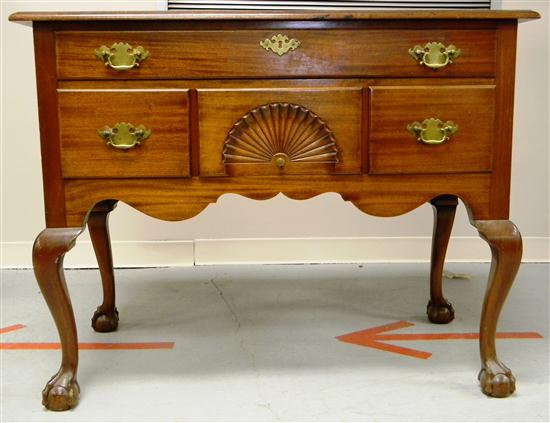 Appraisal: Margolis lowboy mahogany unsigned oblong top with molded edge over