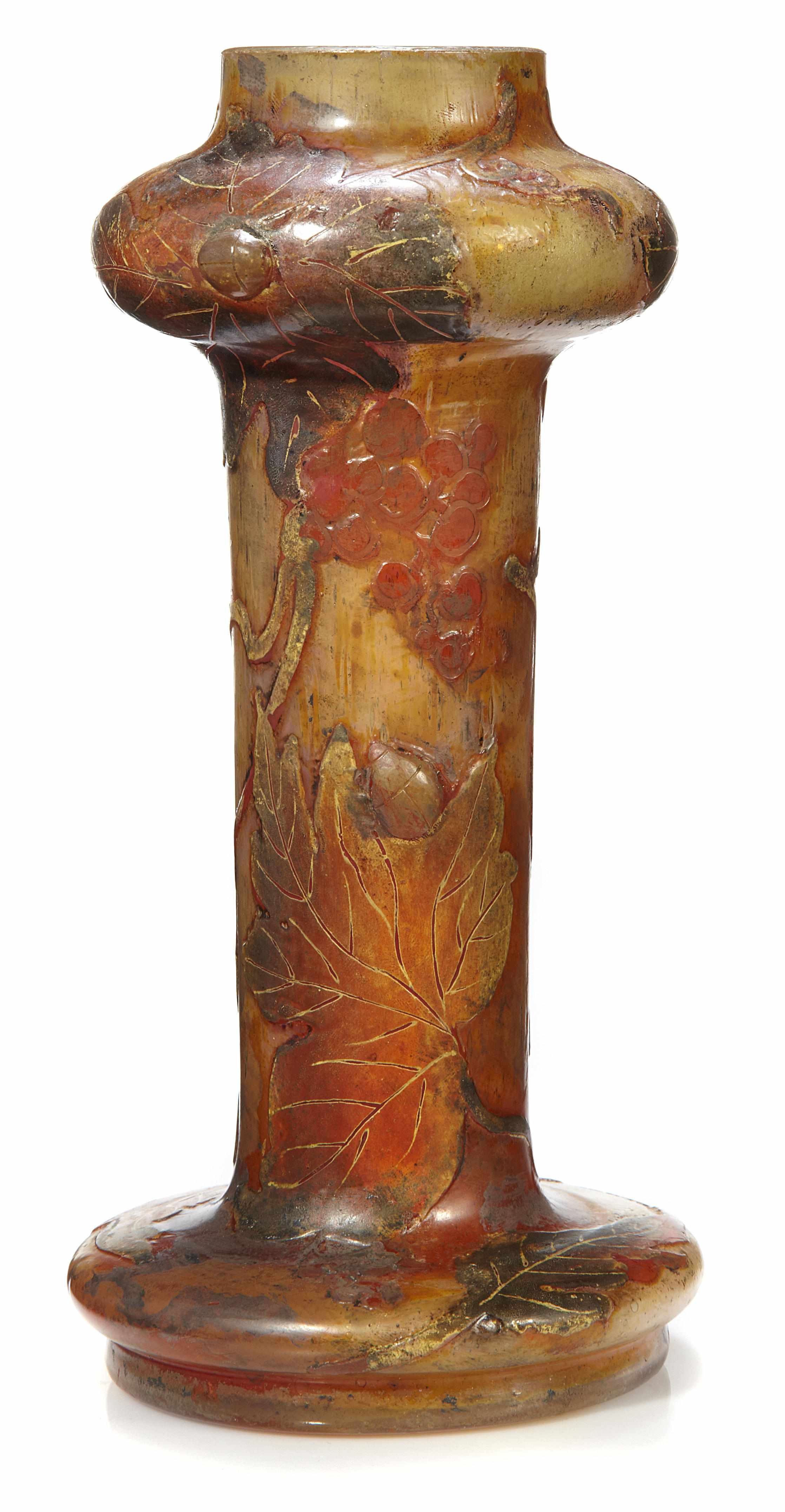 Appraisal: A Muller Croismare applied cameo glass vase circa inscribed Muller