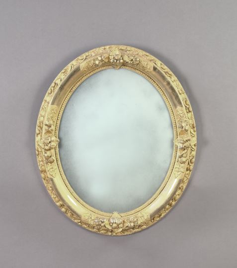 Appraisal: Attractive Napoleon III Carved Giltwood and Plaster Oval Looking Glass