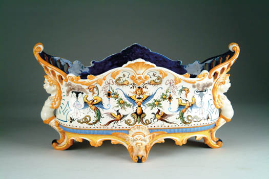 Appraisal: ITALIAN MAJOLICA FOOTED CENTER BOWL The oval footed bowl has