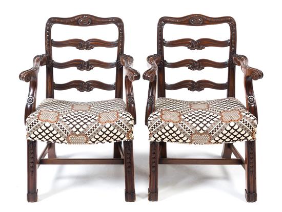 Appraisal: Sale Lot A Pair of Chippendale Style Mahogany Child's Armchairs