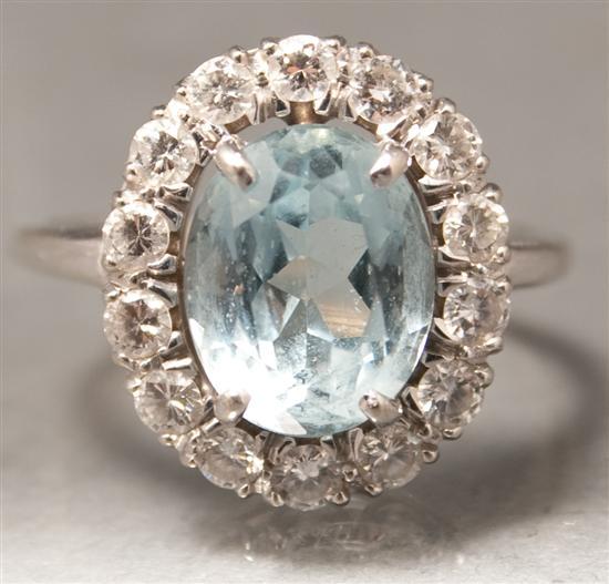 Appraisal: Lady's K white gold diamond and aquamarine ring aquamarine approximately