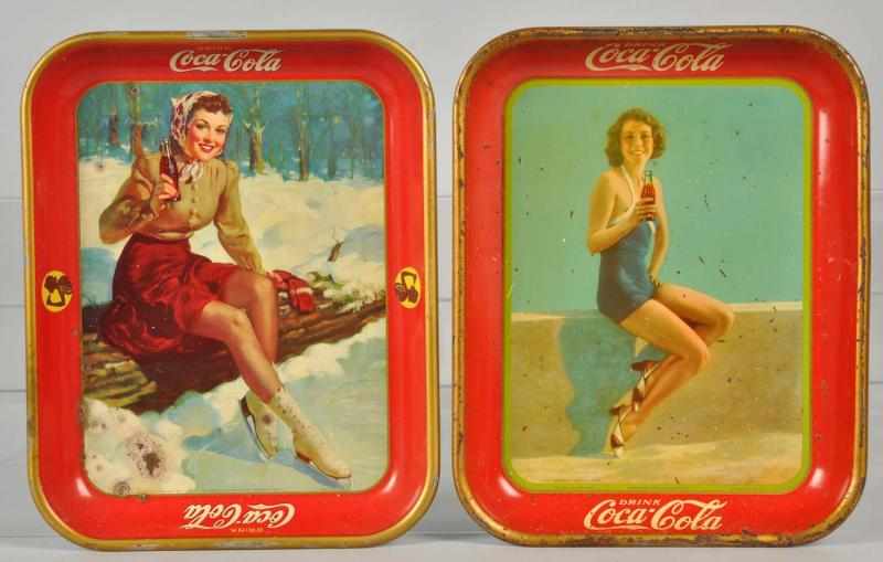 Appraisal: Coca-Cola Serving Trays The tray with heavy small chips nicks